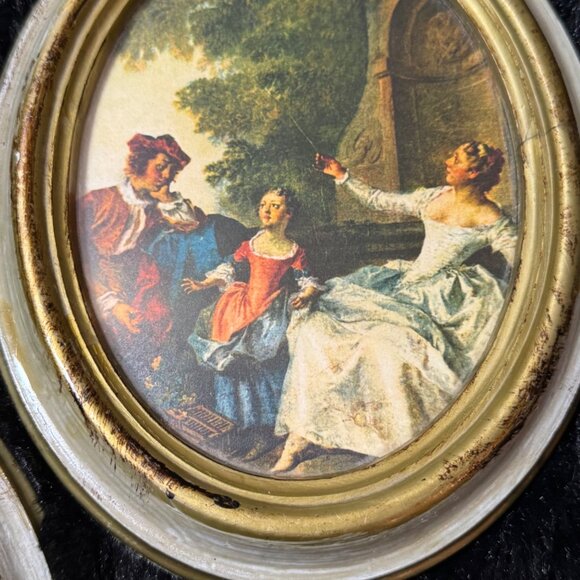 Vintage Action Cheswick PA Oval Framed Romantic Scene Prints Italy  Set Of 2 - Picture 3 of 9